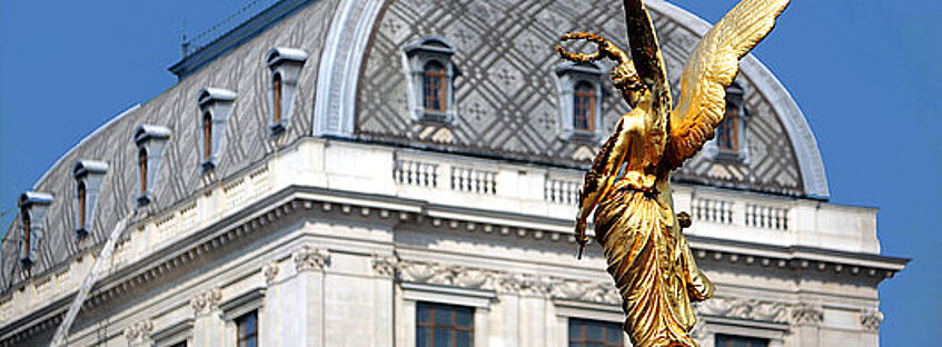 Picture of the Liebenberg monument with the main building of the Unversity of Vienna in the background